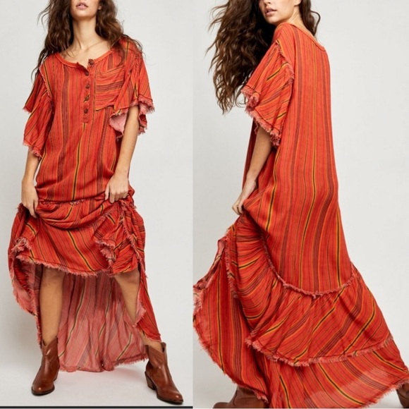 Free People Dresses & Skirts - Free People Better Days Red Combo Maxi Dress Small